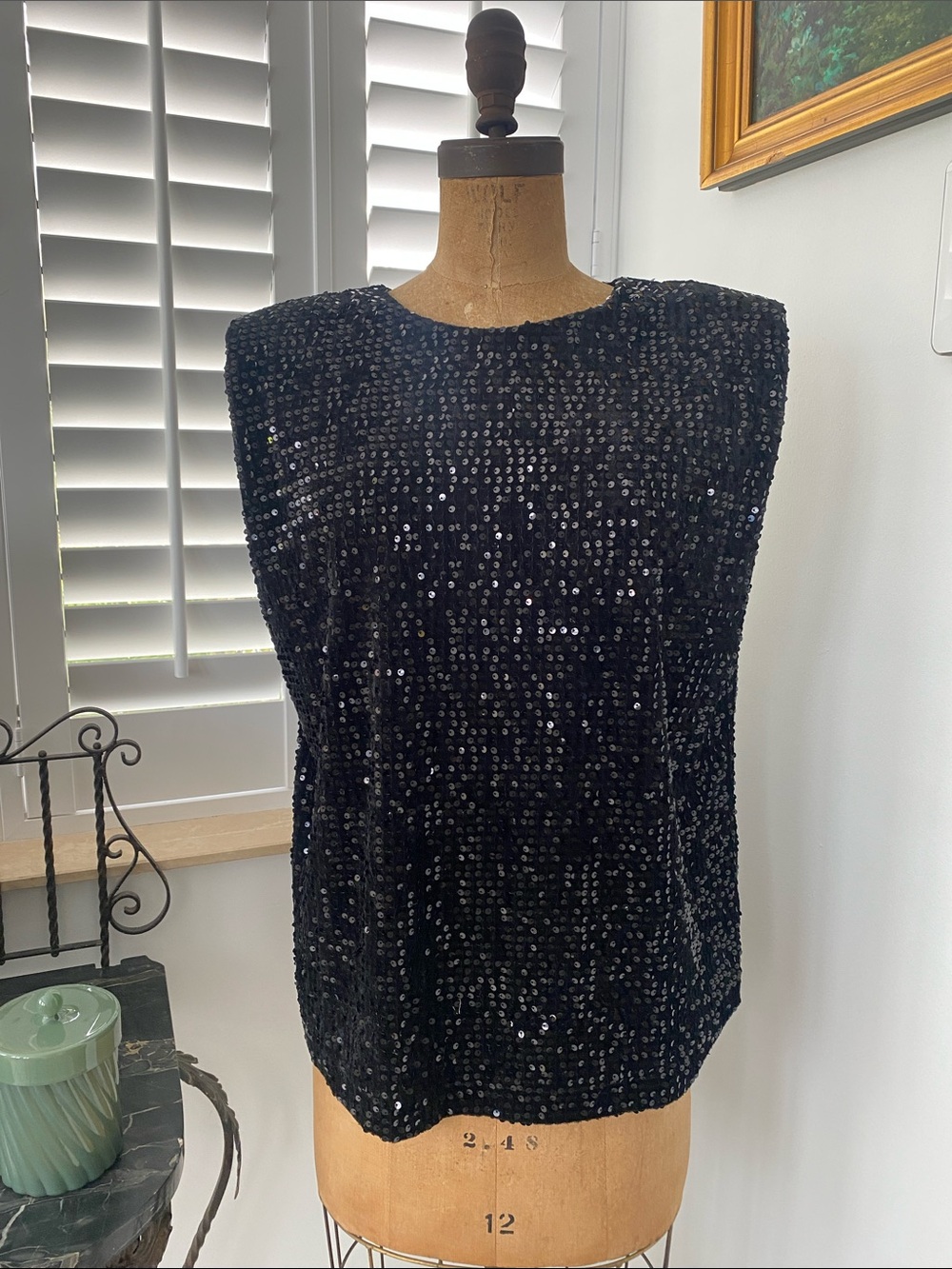 Black Sequin Sleeveless Top